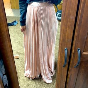 SHEIN long satin pleated high waist skirt